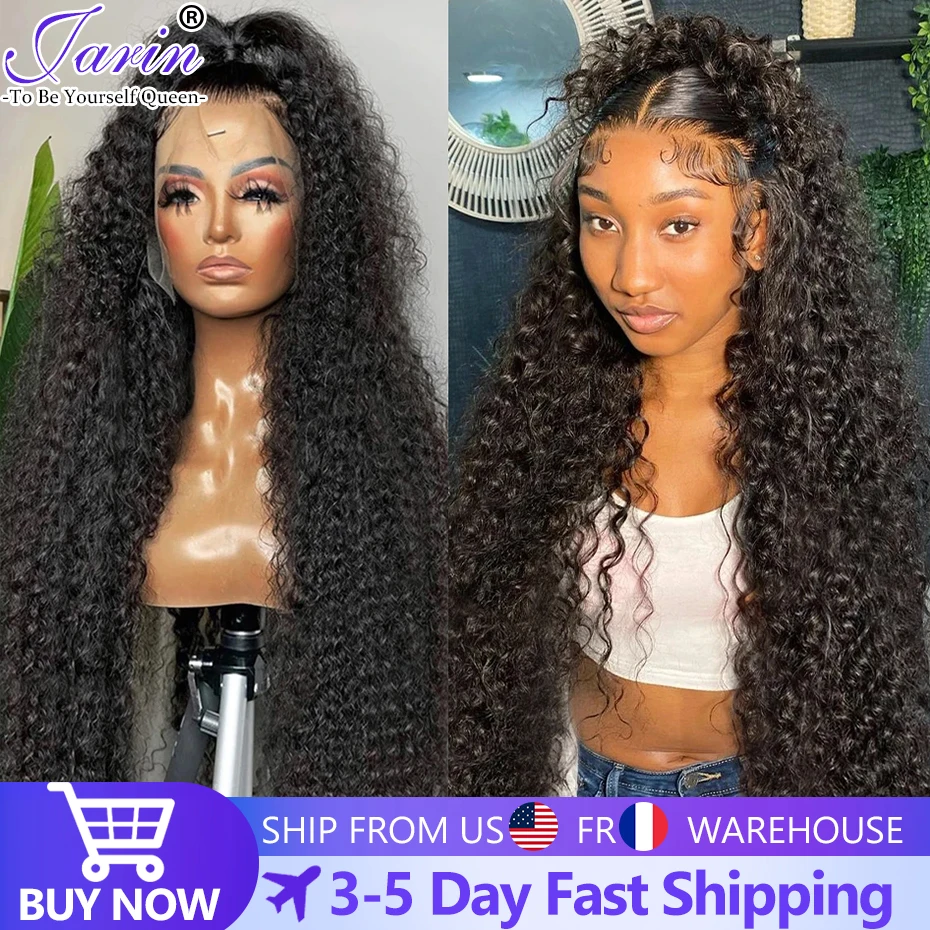 4x4 13x4 Kinky Curly Lace Frontal Wig 30 32 Inch Curly Lace Front Human Hair Wig Transparent Lace Frontal Human Hair Wigs Jarin