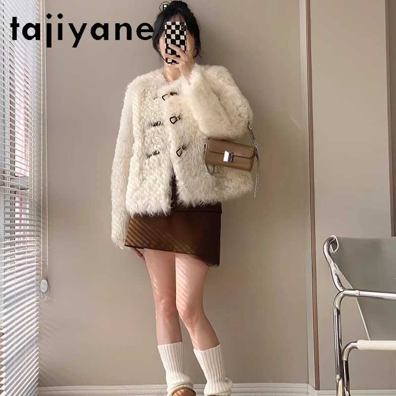 معطف فرو مزدوج الوجه من صوف الغنم الطبيعي 100% من TAJIYANE سترة نسائية أنيقة من الفرو الحقيقي ملابس شتوية 2025 ropa mujer