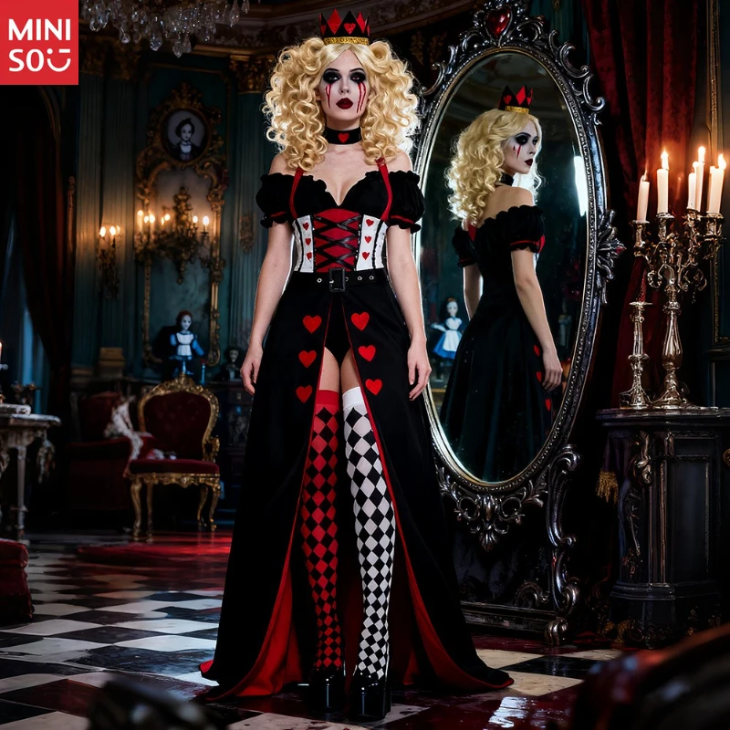 

Miniso Alice in Wonderland Queen of Hearts Costume, Red Queen Gown, Cosplay Dress