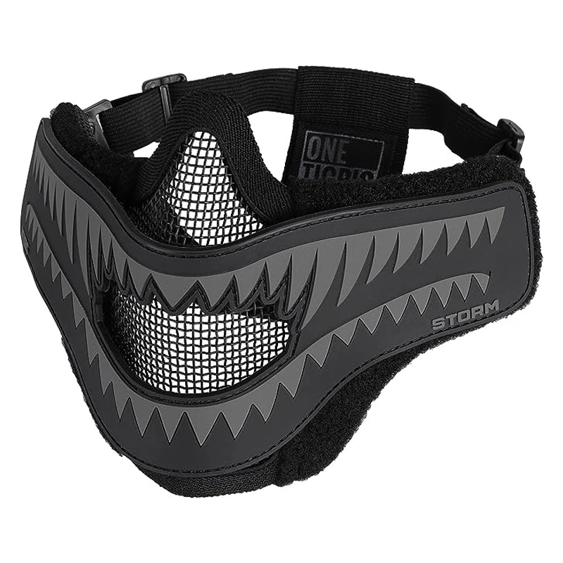 OneTigris Tactical Foldable Mesh Mask XStorm Airsoft Mask & Patch Combo for Airsoft Paintball With Adjustable Elastic Belt Strap