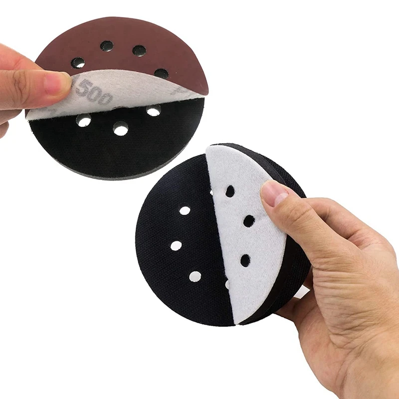 6PCS 5 Inch(125Mm) 8-Hole Soft Sponge Interface Pad For Sanding Pads And Hook&Loop Sanding Discs For Surface Polishing