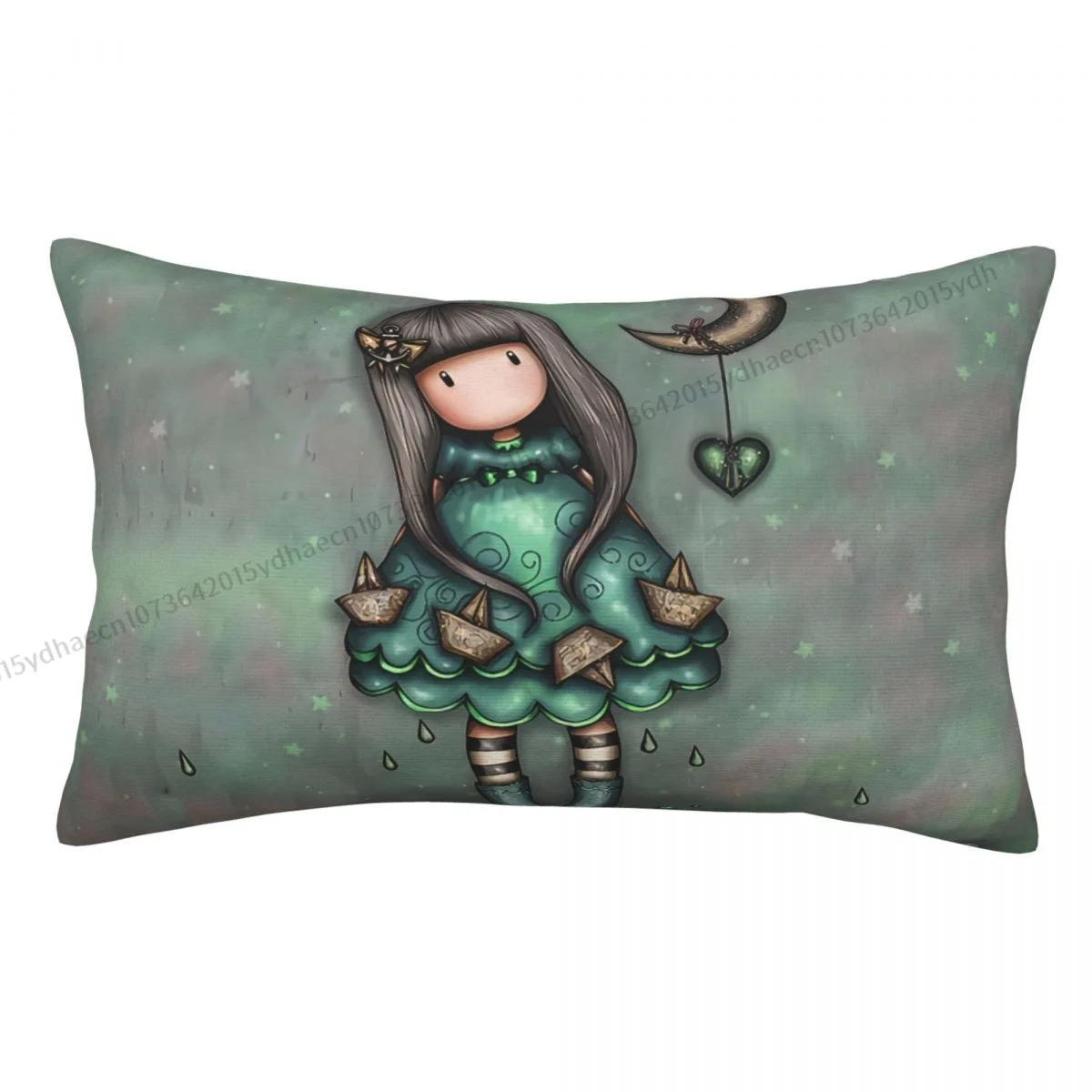 With Green Dress Polyester Pillowcase Santoro Gorjuss Manga Cute Girl Bedroom Decorative Washable Pillow Cover Pillowcase