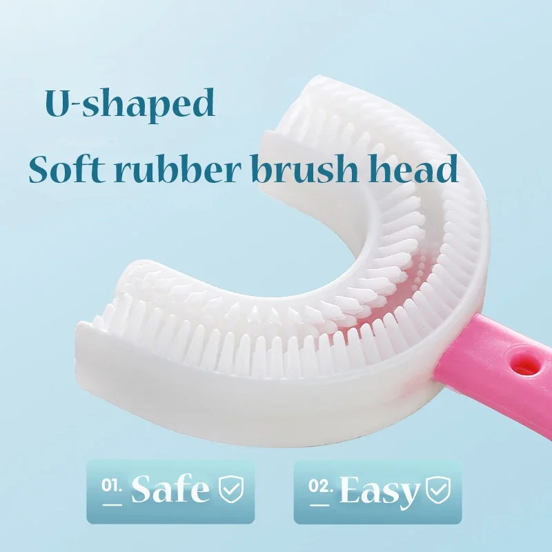 Baby Toothbrush Children 360 Degree U-shaped Child Toothbrush Teethers Kids Teeth Oral Care Cleaning Soft Silicone Baby Brush