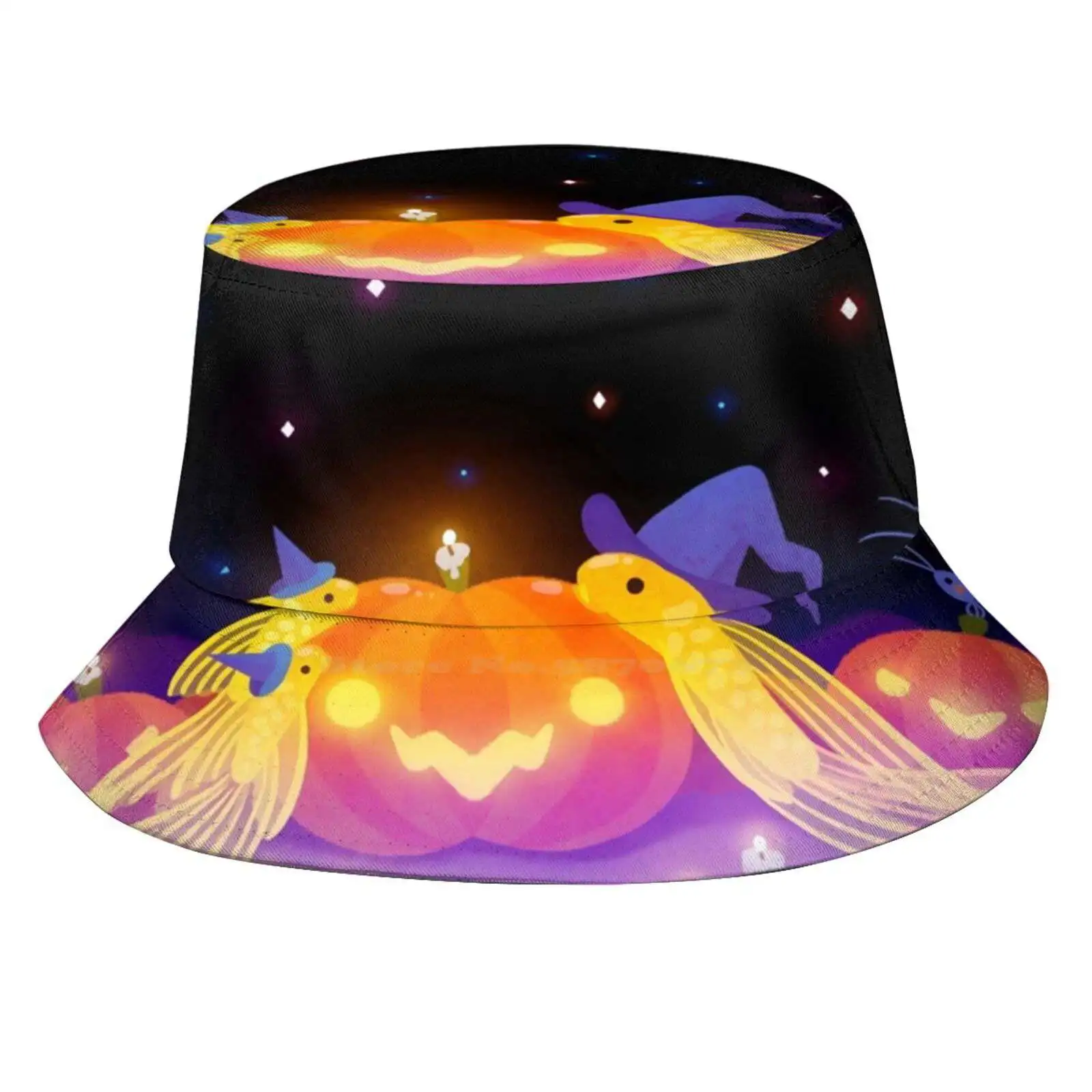 Halloween Pleco Sun Cap Fisherman Hat Bucket Hats Halloween Pleco Witch Ancistrus Blue Velvet Shrimp Fresh Water Tropical Fish