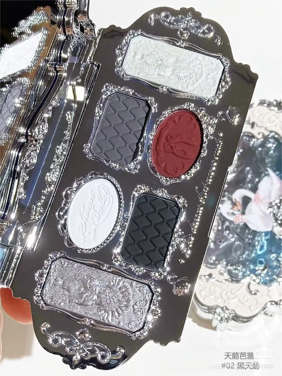 Flower Knows Swan Ballet Series Cosmetic 6 Colors Eyeshadow Palette Matte Pearl Face Palette Glitter Palette Makeup 6.5g
