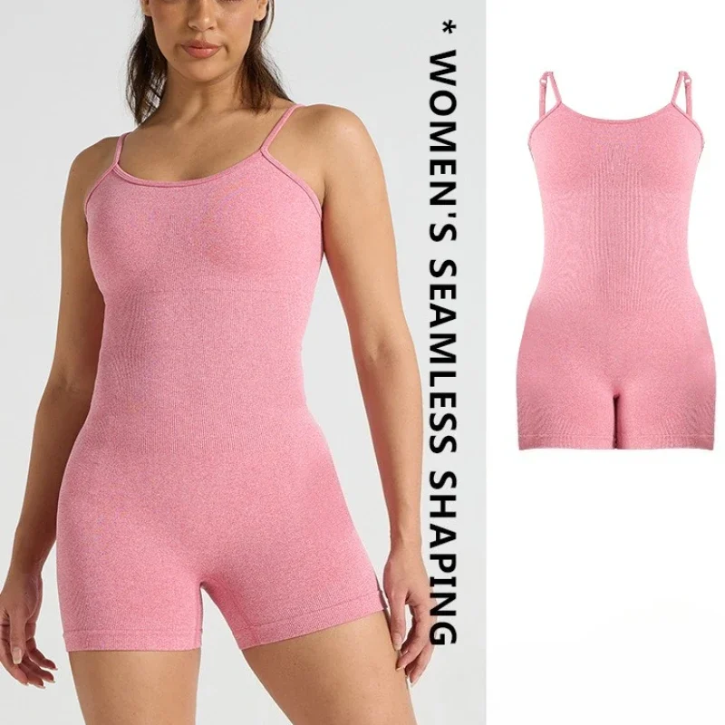 

Women's Quick-Dry Yoga Jumpsuit - Seamless One-Piece Crossback Camisole with Hip-Hugging Fit for Sports & Fitness