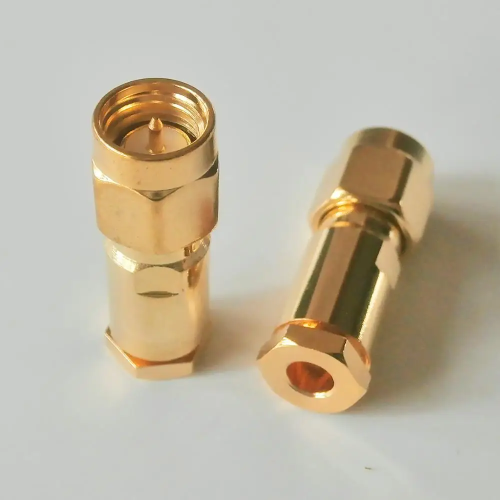 

10X Pcs Connector SMA Male plug Clamp Solder for RG316 RG174 RG179 LMR100 Cable Coax Brass GOLD Plated Straight RF Adapters