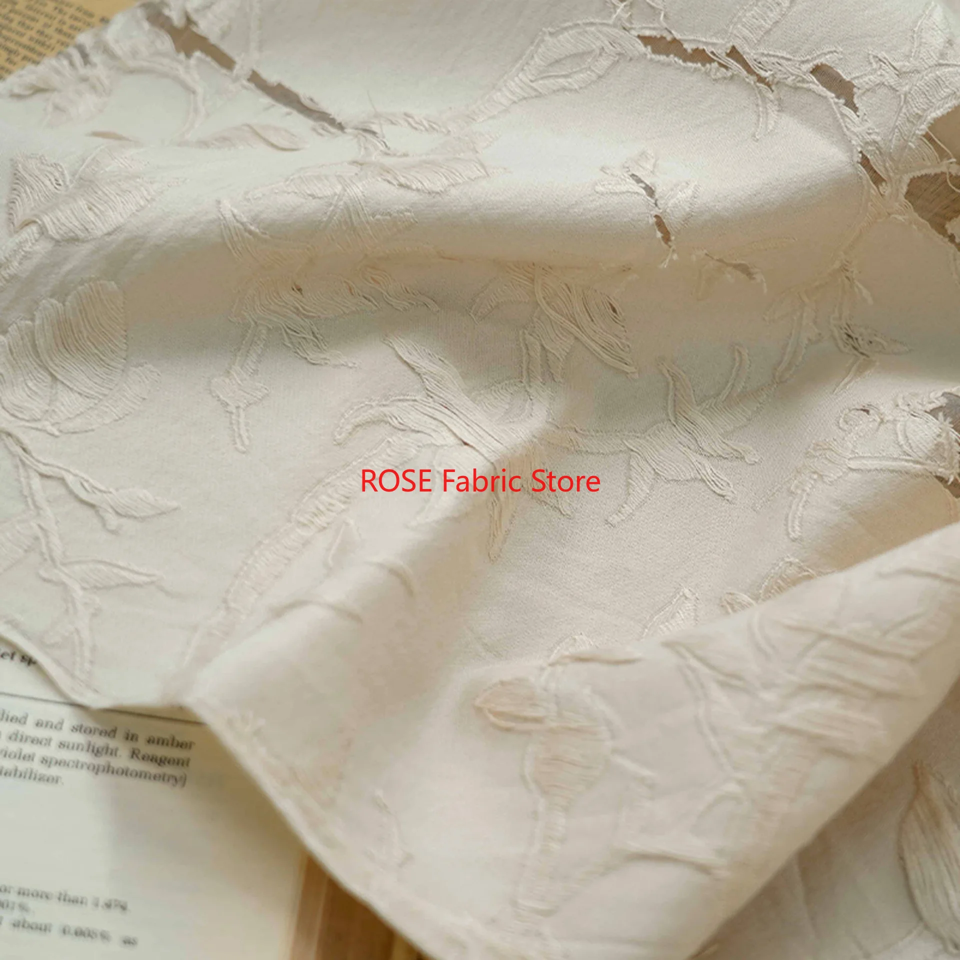 Hollow Cut Flower Tree Branch Texture Jacquard Fabric Slightly Translucent Dress Jacket Curtain Decorative Sewing Fabric