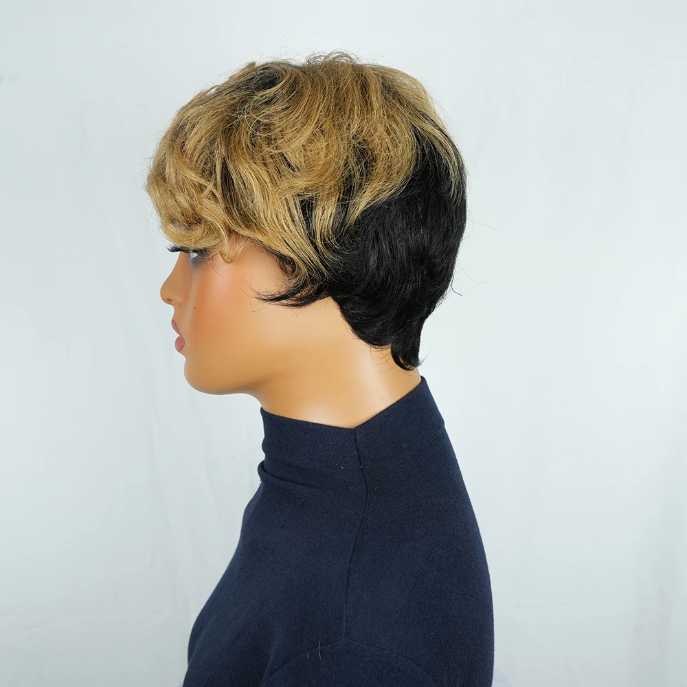 قصيرة عابث قطع شعر مستعار 180% الكثافة البرازيلي ريمي الشعر البشري مجعد موجة قبل قطعها الباروكات للنساء 1B/30 لون كامل آلة صنع