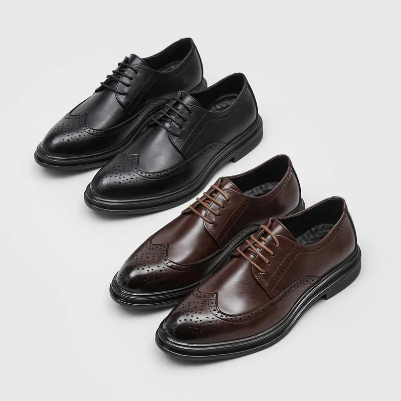 Casual Leather Shoes for Men Wedding Suitable Sharp Pointed Toe Young Men Suit Matched New Groom Shoes Breathable Comfortable