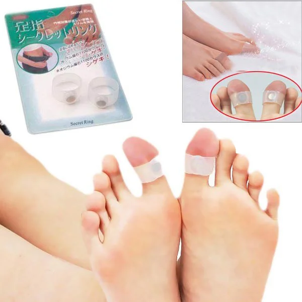 Healthy Silicone Magnetic Toe Rings - One Pair (Translucent White)