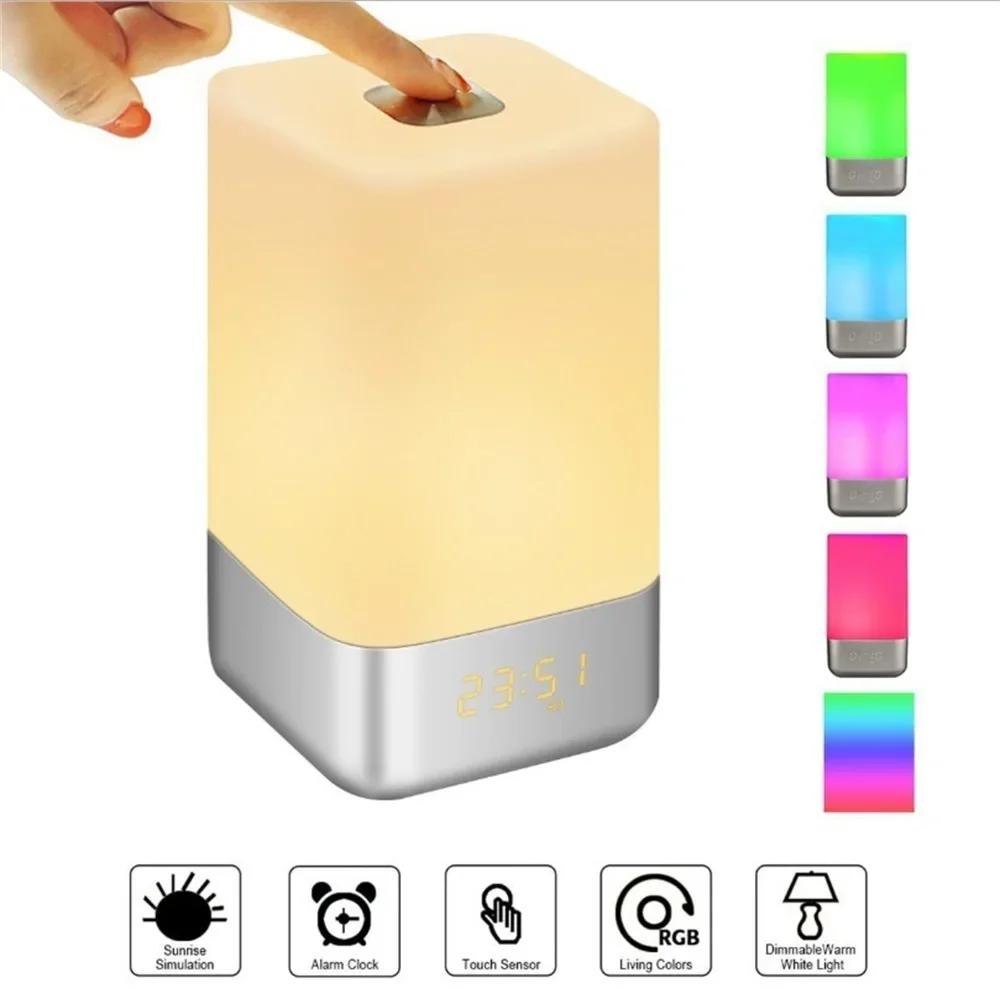 

Wake Up Light Alarm Clock LED Digital Clocks Color Changing Bedside Lamp Night Lights Touch Conrol Sunrise Simulate Desk Clock