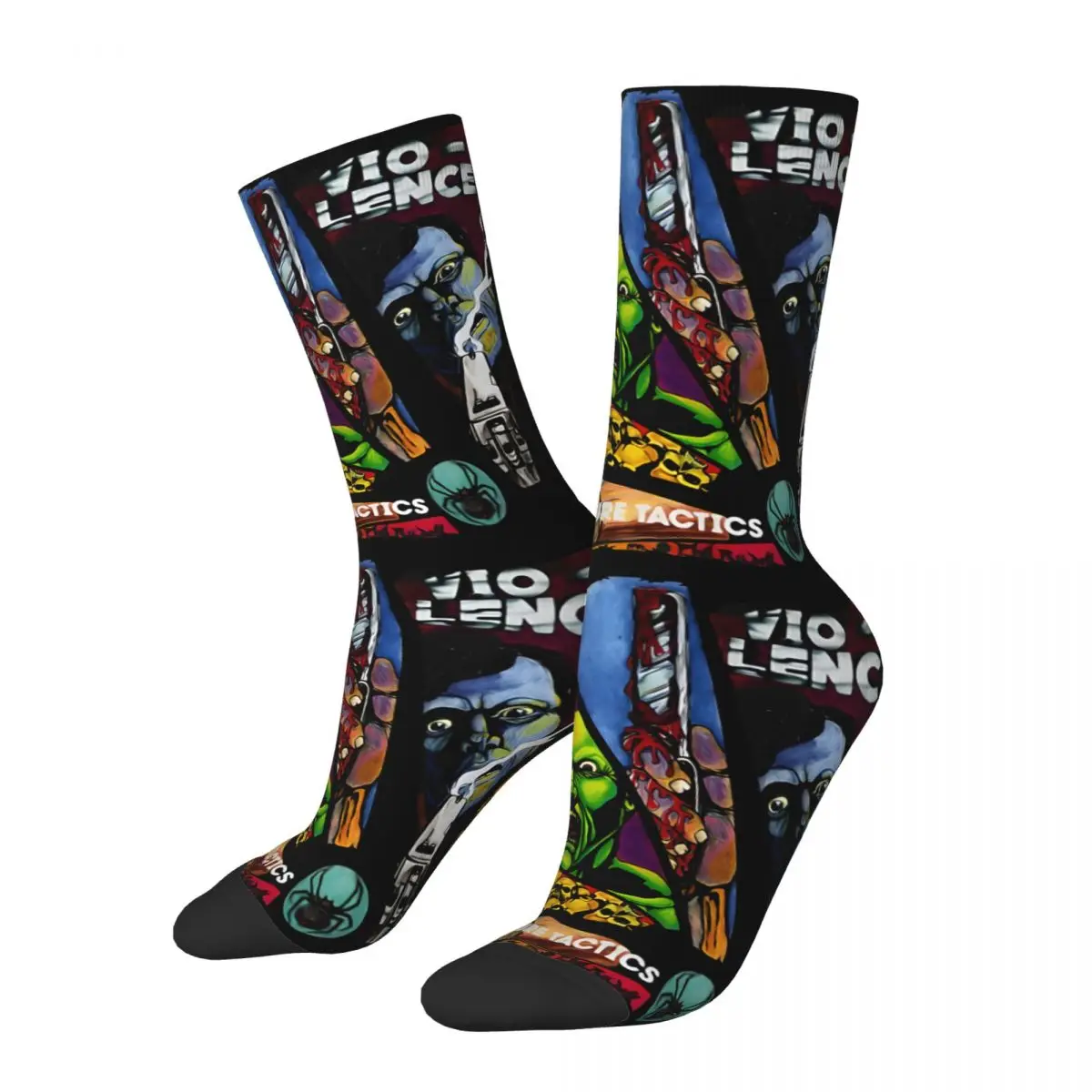 

Vintage Crazy Men's compression Socks Unisex Vio Lence Harajuku Seamless Printed Novelty Crew Sock