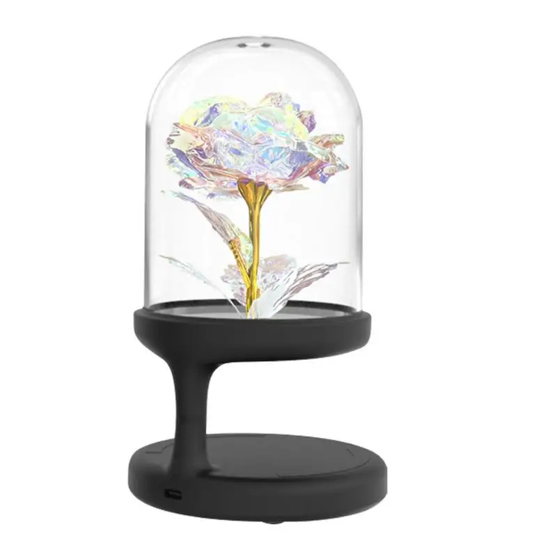 Lampe rose avec chargeur sans fil pour femme, port USB, abat-jour décoratif, cadeaux d'anniversaire, table de nuit britannique, chargeur de téléphone