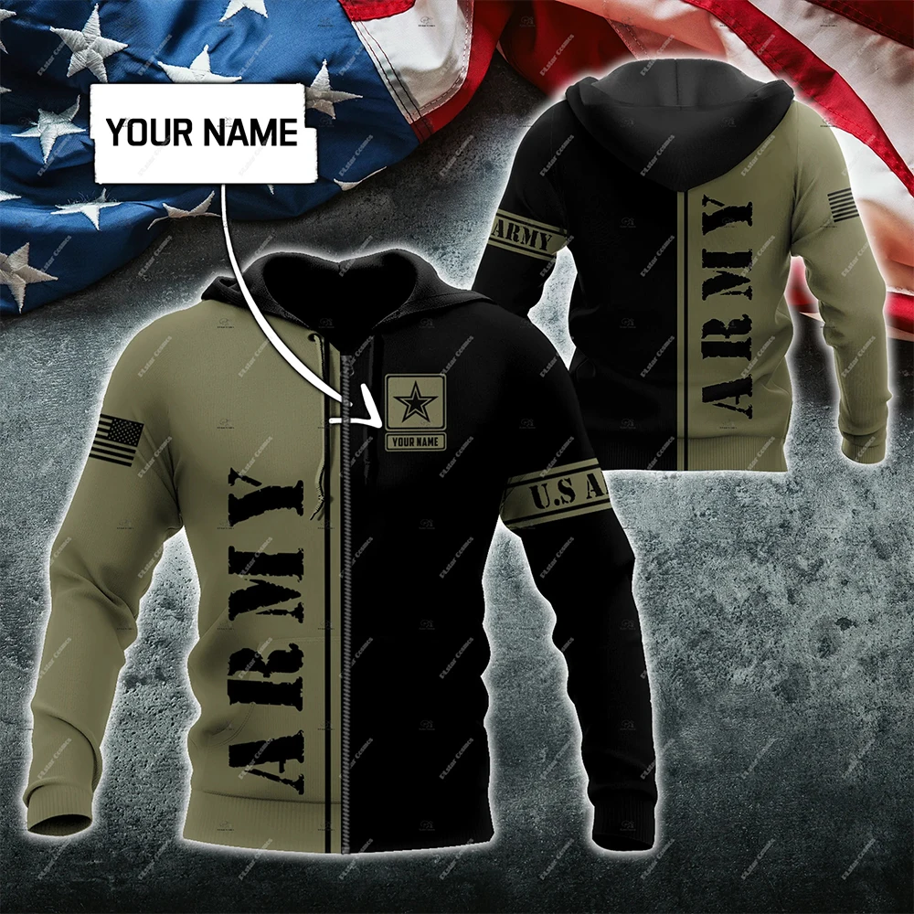 Custm Name Veteran Military Army Cosplay Soldier Camo Retro Vintage Trucksuit 3DPrint Harajuku Pullover Casual Jacket Hoodies J