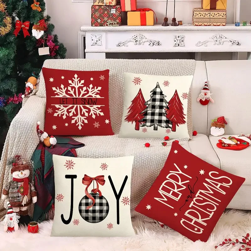 

New Year Christmas Pillowcase Throw Pillow Cover Home Sofa Christmas Decor Decorative Cushion Cover 45x45cm