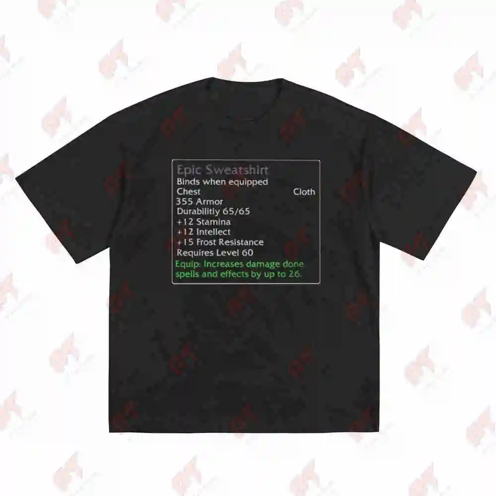 WoW Vanilla Gaming Stats Armor Intelligence Frost Resistance Short Sleeve Tee 100% Cotton T-Shirt
