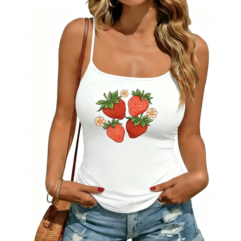 Watercolor Splatter Watermelon Slice Print Camisole Casual Summer Top Fresh Fruit Pattern Daily Outfit Cute Women Fashion Top