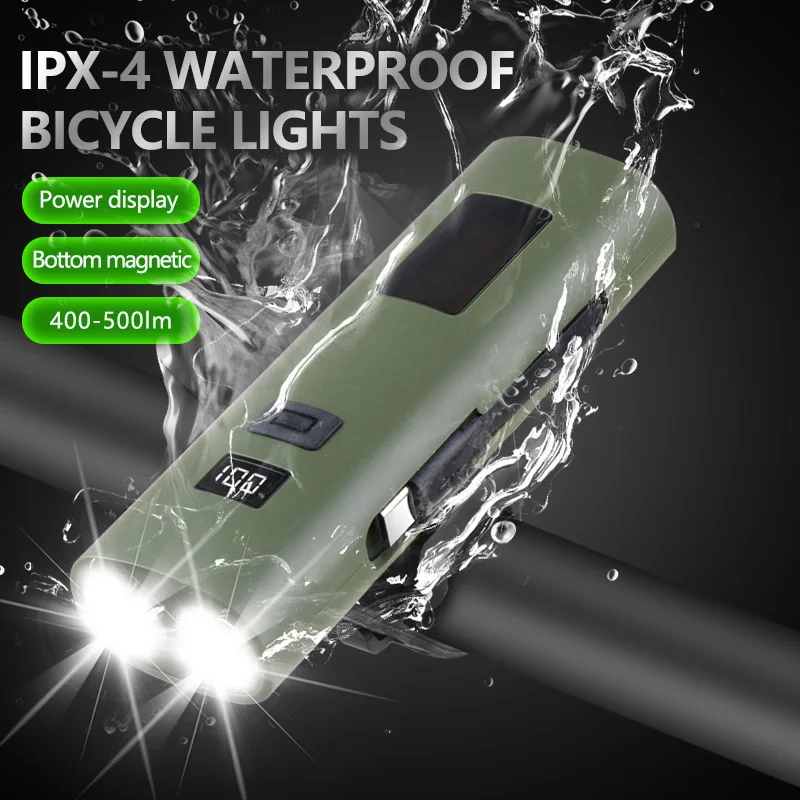 5000LM Bike Light 1200mAh Power Bank Type-C Charging Front Lamp Bicycle Headlight MTB Road Cycling Flash Highlight