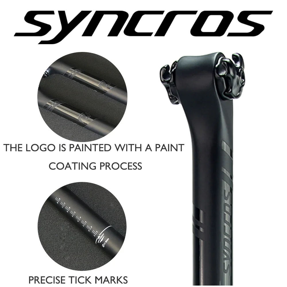 

SYNCROS Full Carbon Fiber UD+ Alloy Cover Bike Seatpost Offset0°/20° Length350/400mm Size27.2/30.8/31.6MM for MTB/Road Bike