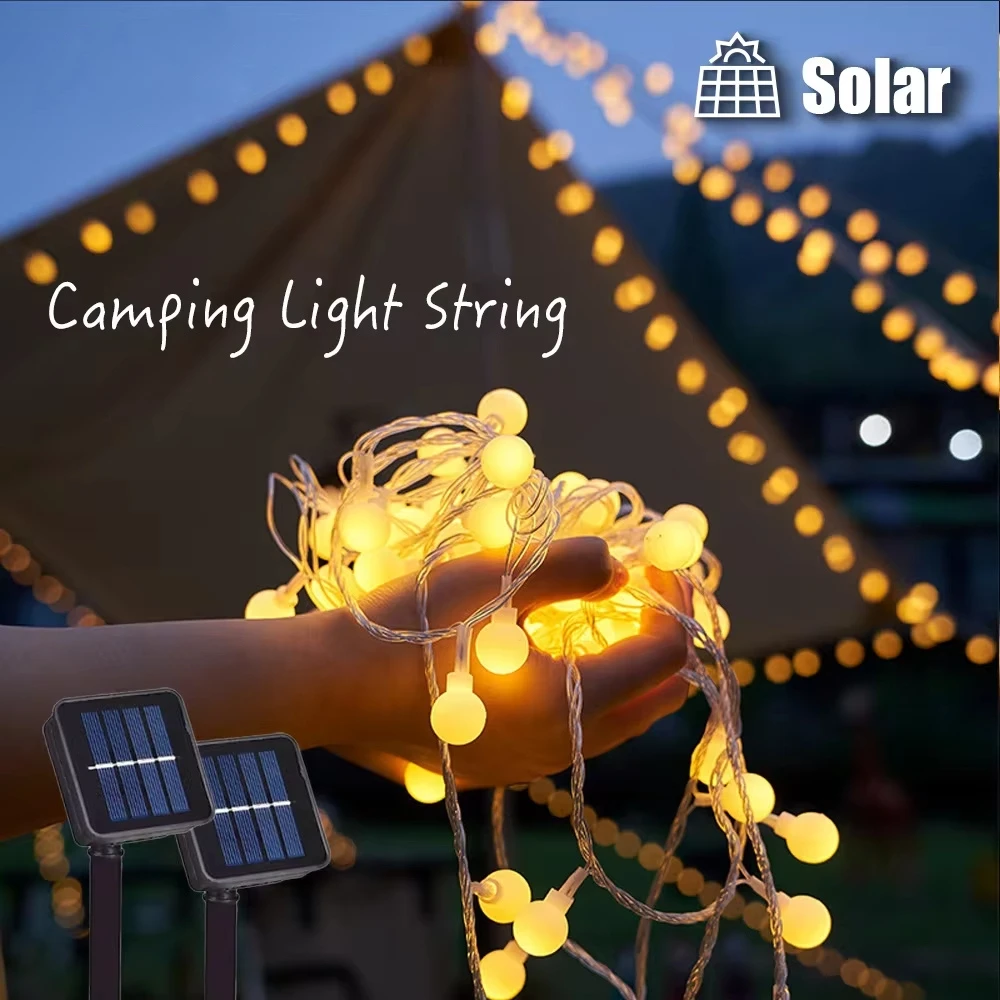 

Camping Solar String Lights Outdoor 200 Led Crystal Globe Lights Waterproof Solar Fairy Light for Garden Christmas Party Decor