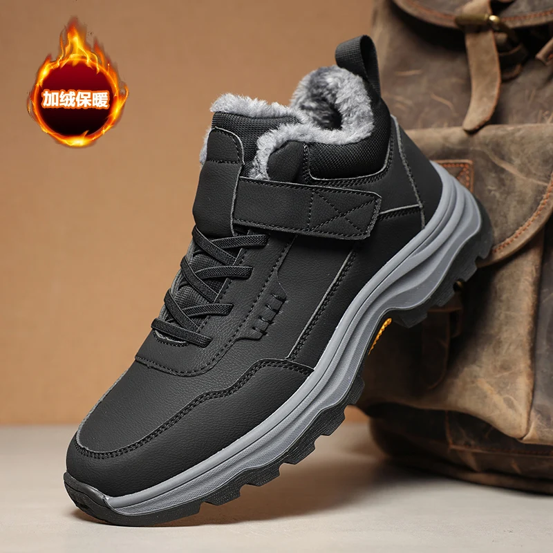 

Cozy Warm Snow Boots for Men, Thick Fur Lined Winter Ankle Boots, Waterproof Outdoor Anti-Slip Casual Shoes for Snow Hiking