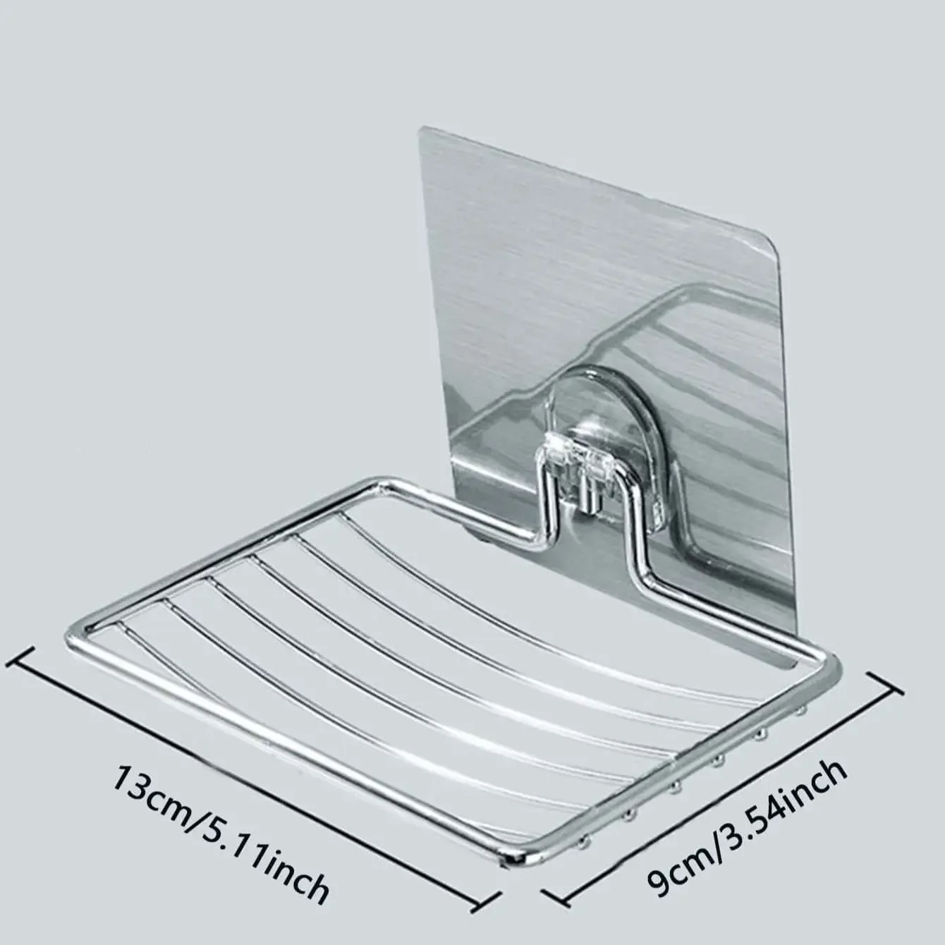 1pc-Stainless Steel Soap Rack Punch-free Nail-free Bathroom Single Layer Drain Wall Hanging Sucker Soap Box Light Luxury Shelf
