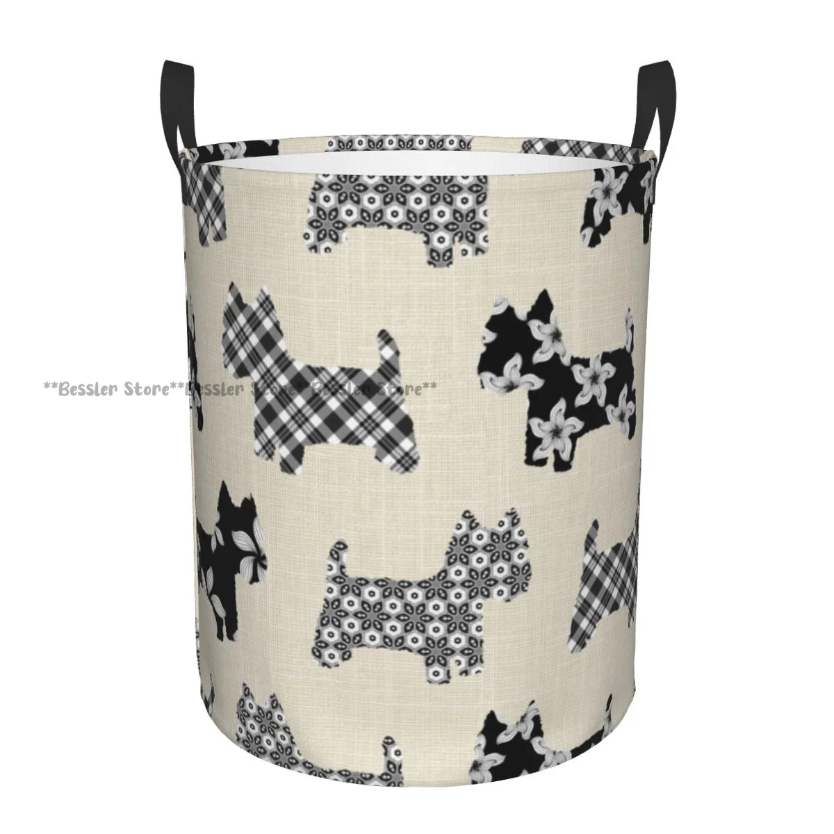 Waterproof Storage Bag Cute Scotty Dogs Household Dirty Laundry Basket Folding Bucket Clothes Organizer