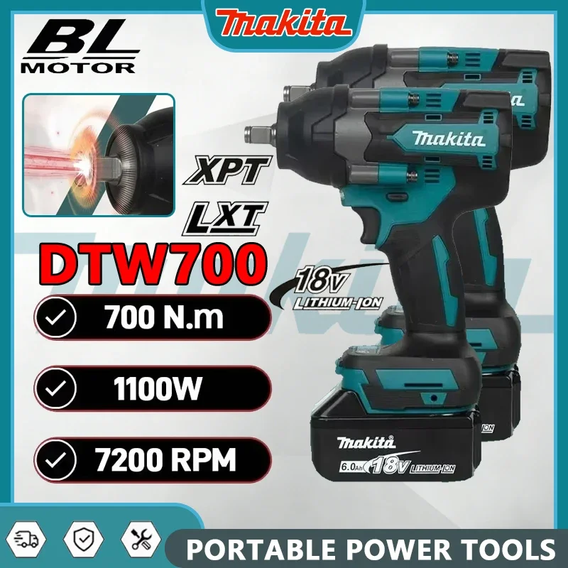 

Аккумуляторный бесщеточный ударный гайковерт Makita DTW700, 1000 Н·м, с высоким крутящим моментом, электрическая отвертка для авторемонта, электроинструмент