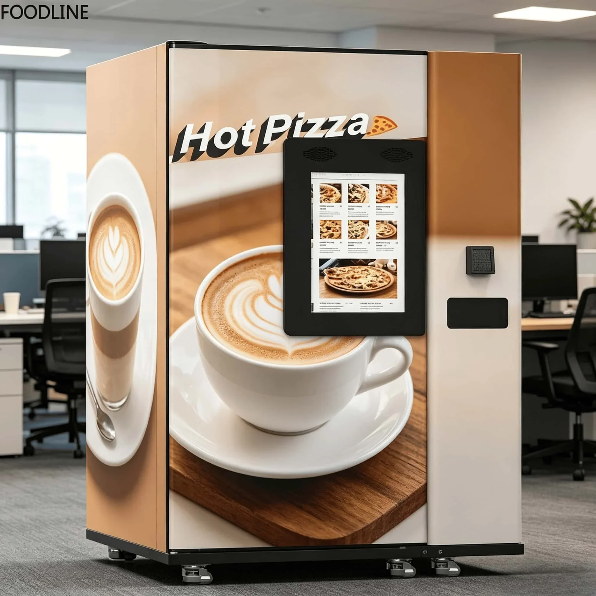 High Efficiency Rapid Baking Pizza Vending Machine Anti‑jam Food Output Structure For Cinema Public Waiting Foyer Area