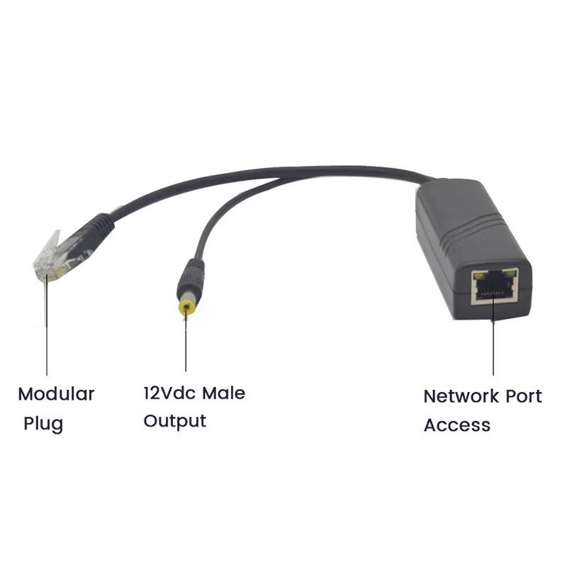 100M PoE Splitter 12V 1A IEEE 802.3Af 1.5KV Isolation Protection for Home Network Office Network