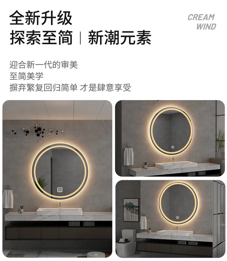 Mirror with Lights Backlit, Led Bathroom Mirror for Wall Mounted Oval Lighted Vanity Frameless Wall Mirror with Lights Anti-Fog