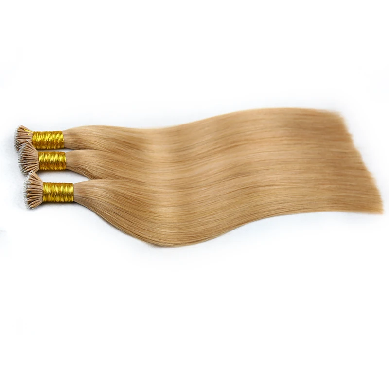 Nano Ring Hair Extensions Raw Virgin Hairpieces Natural Straight Pure Color Micro Bead Blonde Black Pre-bonded Fusion Hair 50pcs