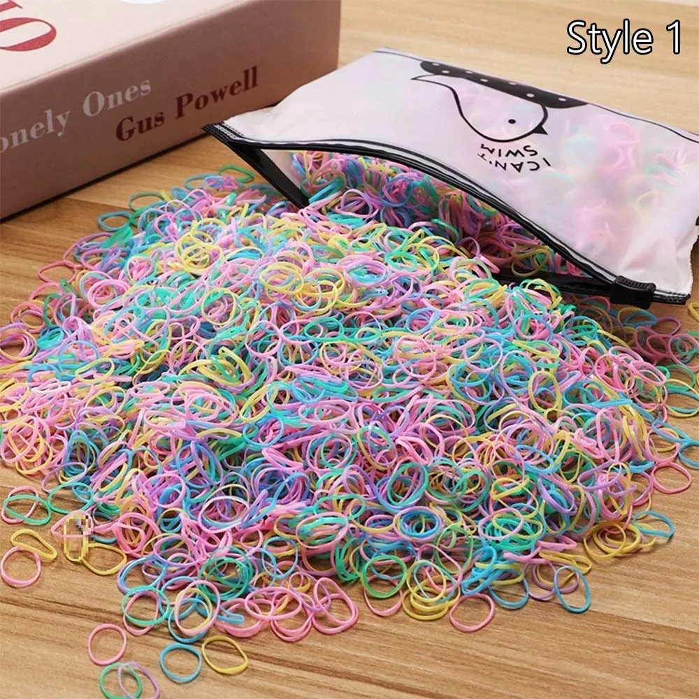 1000 pièces/paquet petite taille ​ ​ Elastiques jetables ​ ​ ​ ​ Matériau en caoutchouc ​ ​ ​ ​ Antidérapant ​ ​ Porte-queue de cheval ​ ​ Doux ​ ​ Couleurs vibrantes ​ ​