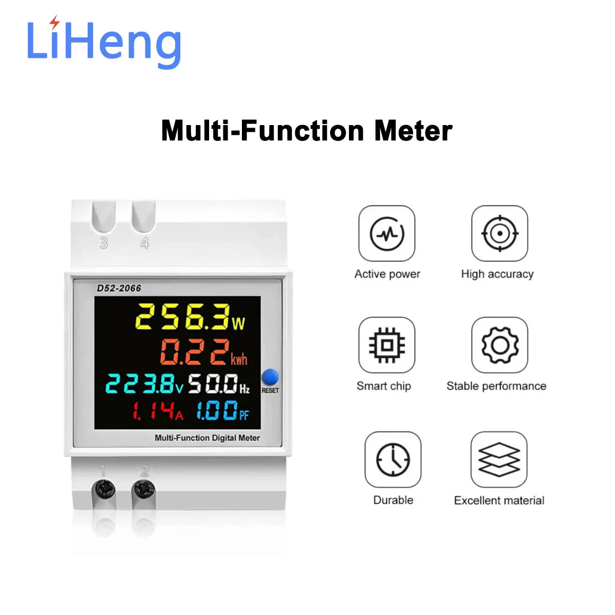 D52-2066 AC40-300V Single-phase Household Smart Electric Din Rail Type Multi-function Digital Electric Kwh Meter With LCD