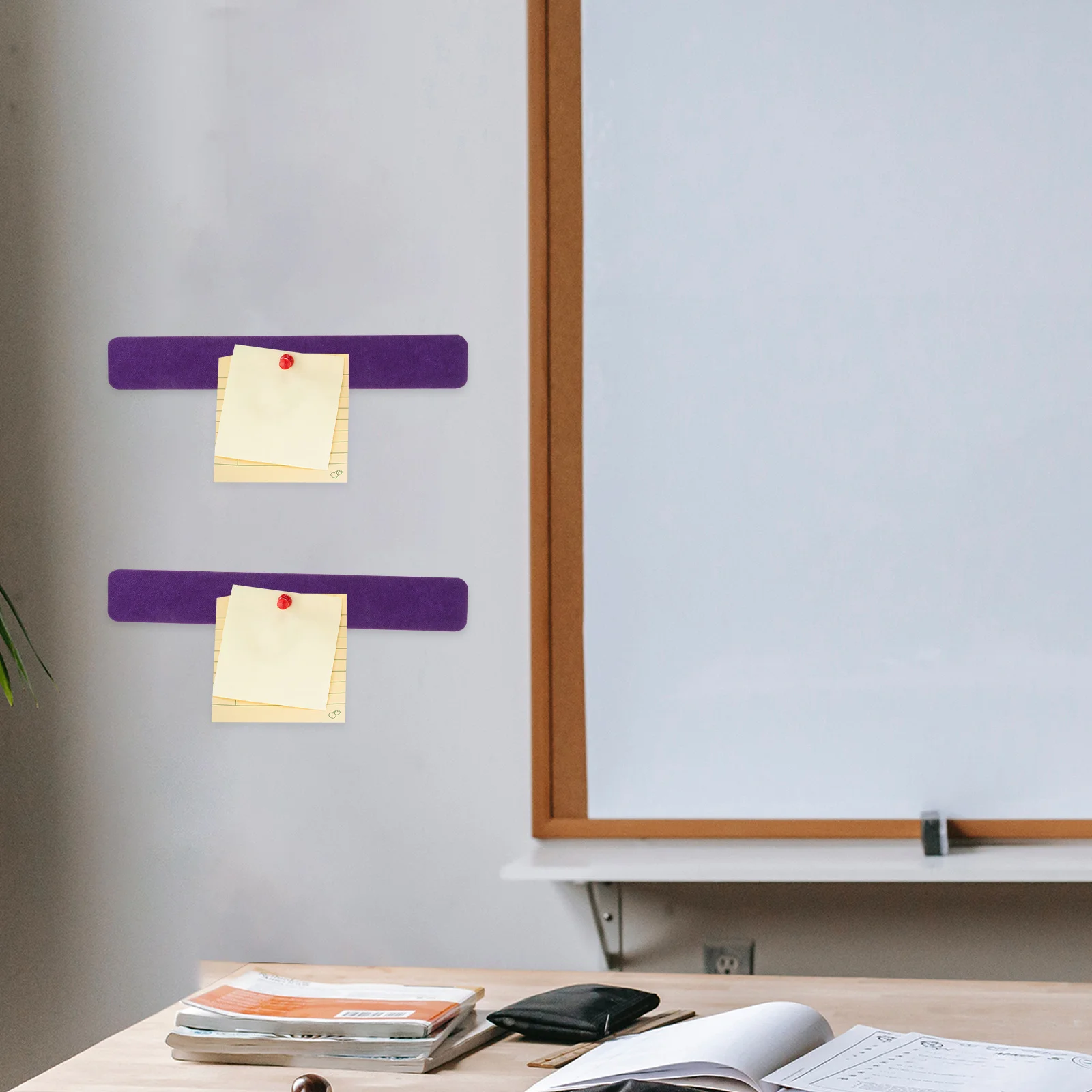 

6pcs Bulletin Strips Felt Wall Organizer For Office Purple Desk Decor Memo Pin Board Small Felt Strip Notepaper Holder Tile