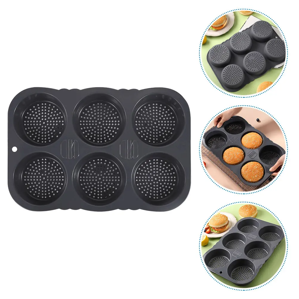 

Bread Mold Bun Pans for Baking Hamburger Form Perforation Grey Making Accessories