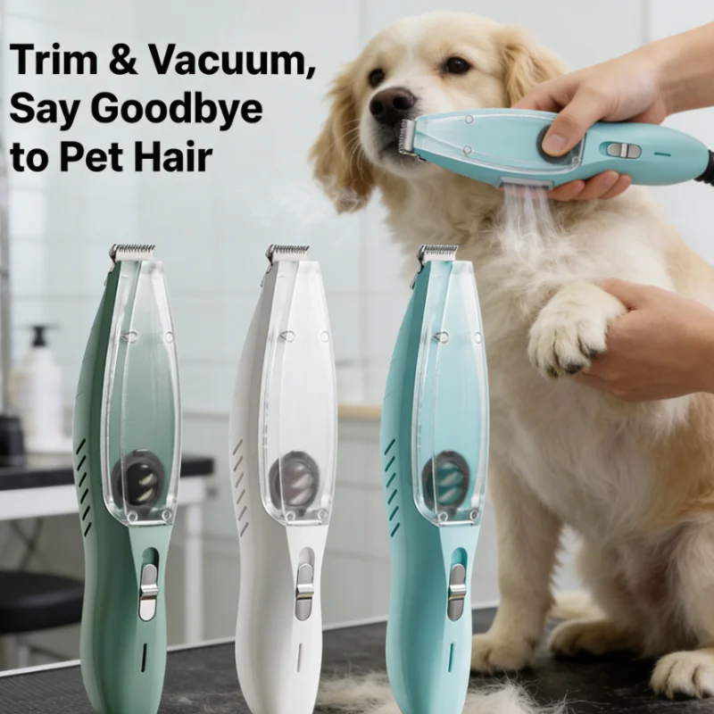 Electric Cat Grooming Tool Full Set Low Noise Hair Suction Quiet Bass Shaver Vacuum Cleaner for Pet Hair Removal