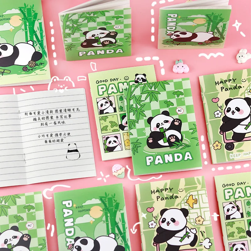 Imagem -04 - Panda dos Desenhos Animados Notebook Mini Caderno Diário Planejador do Dia Jornal Kawaii Papelaria Presente Material Escolar 20 Pcs Lote