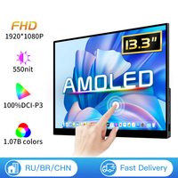 13.3 Inch 1080p OLED Portable Monitor 100%DCI-P3 500Nits USB-C HDMI-Compatible External Travelling Display for PC Xbox Switch PS