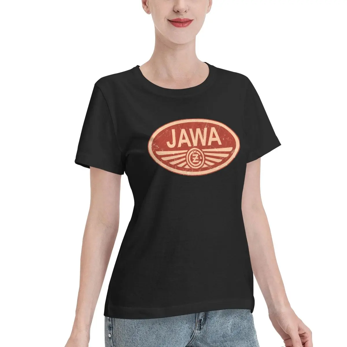 No Shrink CZ Jawa Motorcycles Vintage Women's T-shirt Holiday Vintage Women Top