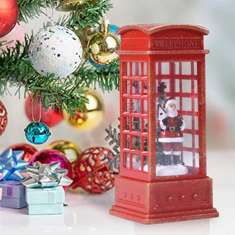 Telephone Booth Light Snowman LED Lamp Vintage London Telephone Booth Santa Claus Night Lamp for Table Desk Dormitory Decor