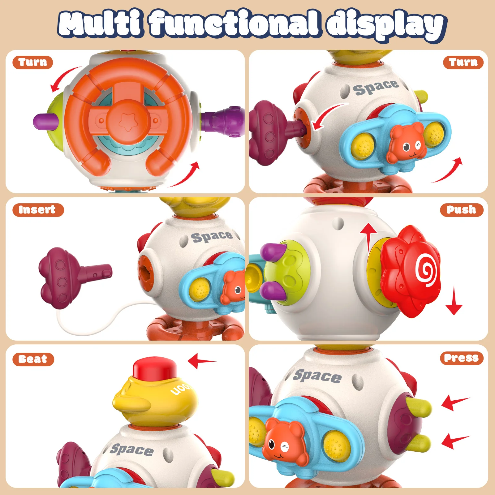 8 in 1 Educational Learning Montessori Toy Busy Cube Hand-on Ability Training Box Motor Skill Development Cube Toy for Kids Gift