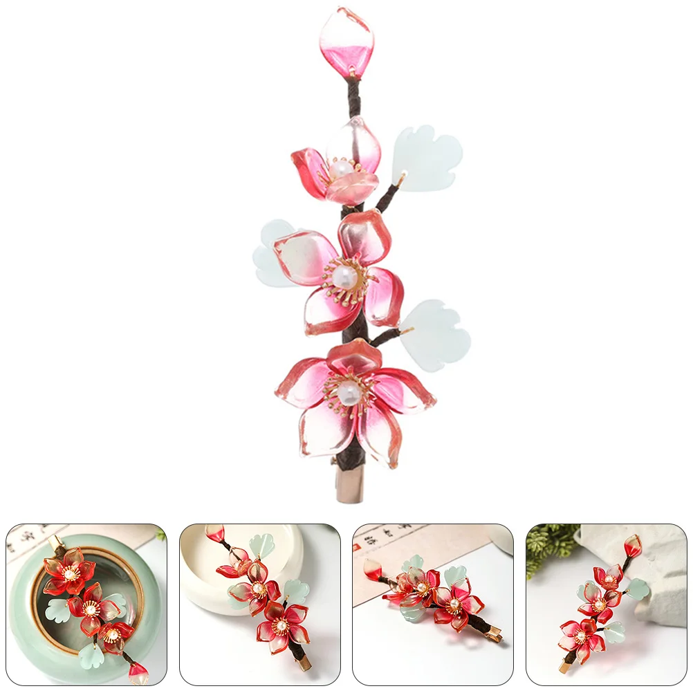 

Flower Hairpin Donuts Girl Styling Barrettes Kimono Clip Chinese Crystal Vintage Women Hairstyle Accessory