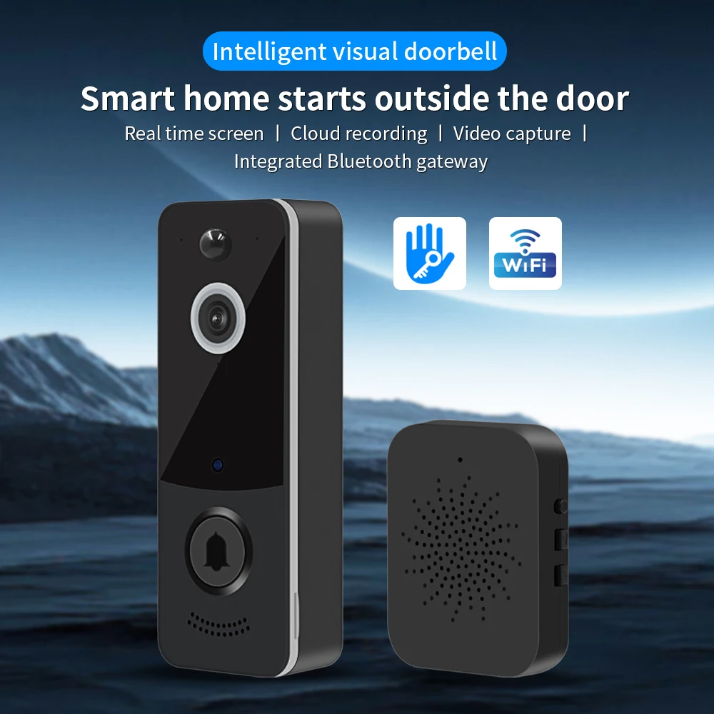 TTLOCK Wireless Video Doorbell 1080P HD Outdoor Monitor Motion Detection Night Vision Waterproof with 5GHz 2.4GHz WiFi Intercom
