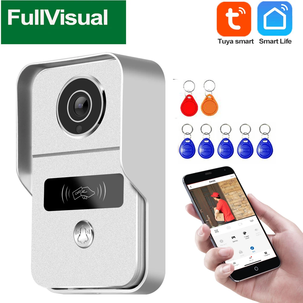 Fullvisual 1080p Tuya Smart Wifi Wireless Video Doorbell Camera Video Intercom Outdoor RFID Unlock Station Poe ID Card Record