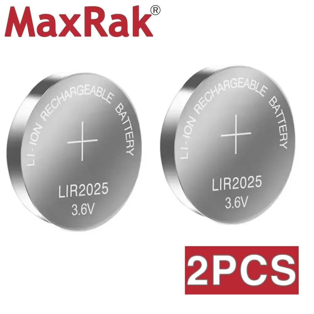 2PCS 3.6V Rechargeable Lithium Button Battery LIR2025 Coin Batteries for Watch Car Remote LED Cells LIR 2025 Replaces CR2025