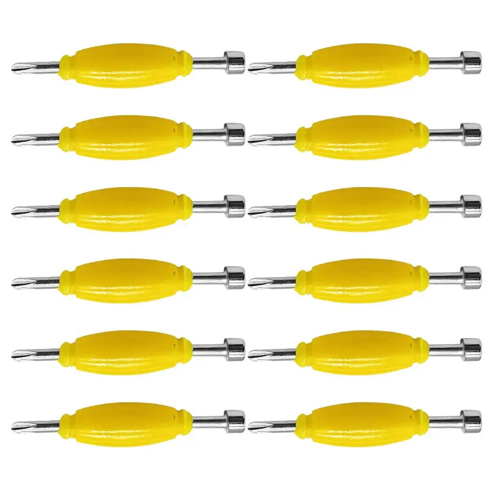 

12 Pcs Yellow Mini Metal Double Head Screwdriver For Skateboard Repair Tool Kit Diy Fingertip Board Screwdrivers Works Set
