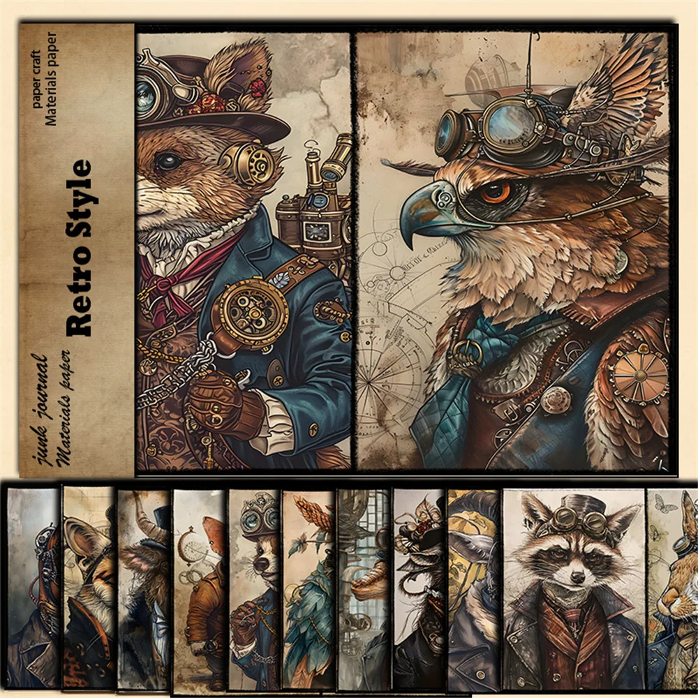 Coelho elefante mr. tigre padrão animal mundo 10 folhas material papel manual diy scrapbooking decoração lixo diário