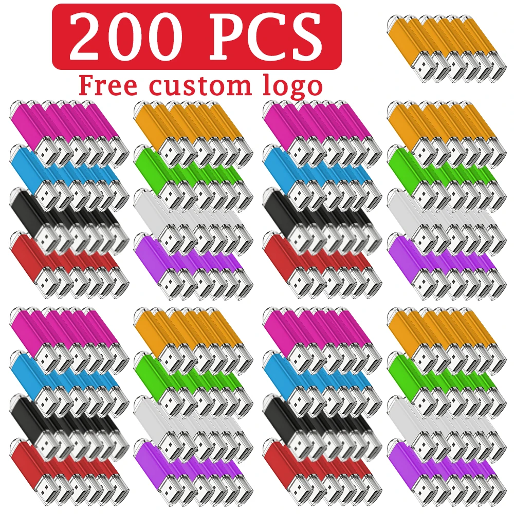 

wholesale 200pcs USB 2.0 Flash Drive Memory Stick Pendrive Thumb Drive 4GB 8GB 16GB 32G 64GB Pen Drive Free Customized Logo